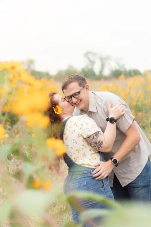 An engagement photo, taken by a light & airy Omaha wedding photographer